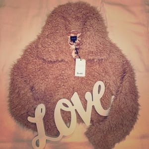 BARDOT - blush pink faux fur jacket